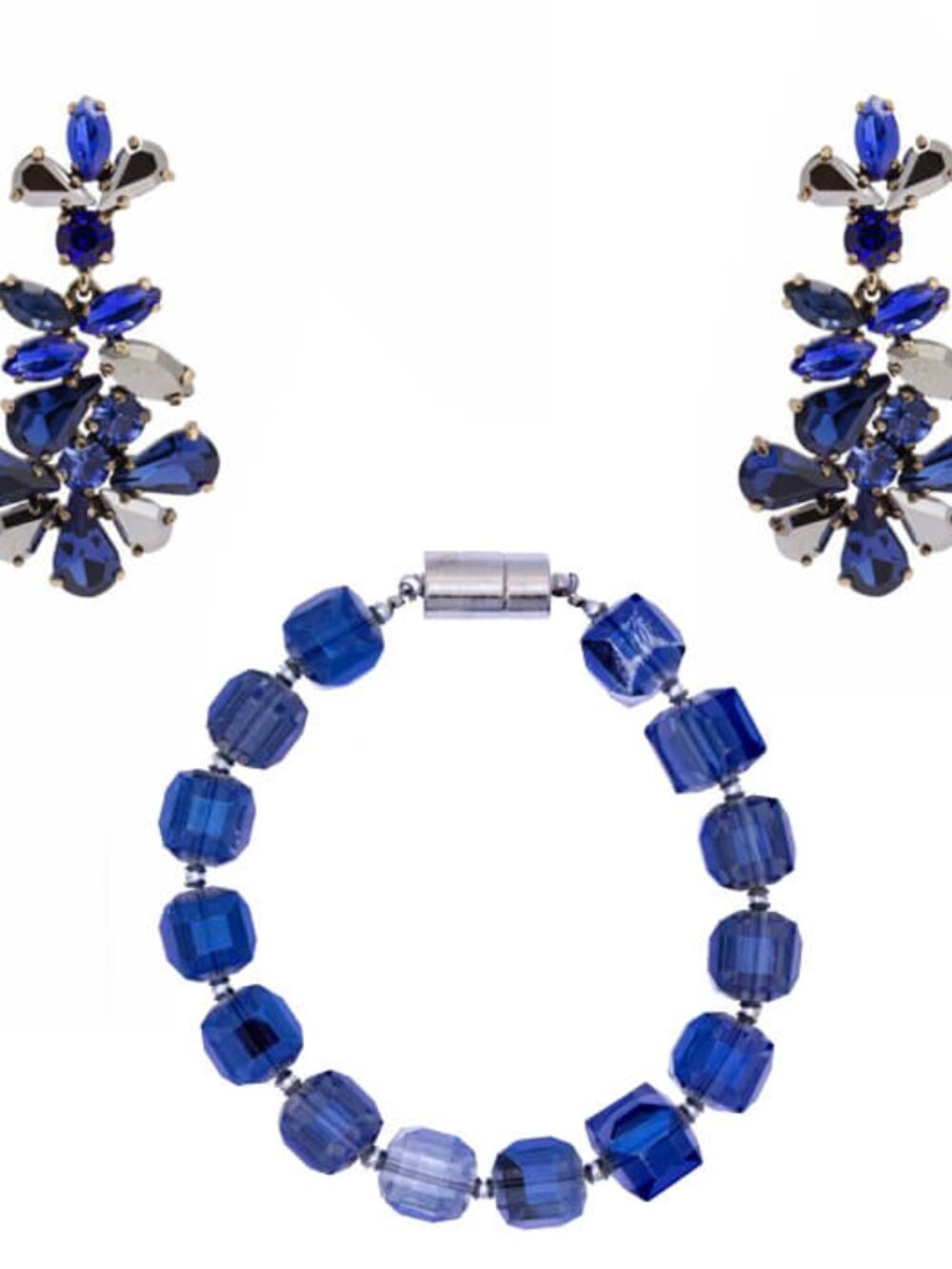Crystal Clear Statement Earrings & Faceted Bead Bracelet Set